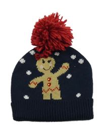 Tmavomodrá pletená čepice s perníčkem a kapucí Active Touch