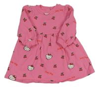 Růžové teplákové šaty s kytičkami Primark