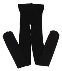 Černé silonové punčocháče s puntíky 