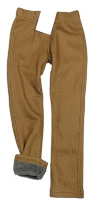 Nové - Béžovo-hnědé vzorované zatepelné legíny Topolino