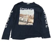 Tmavomodré triko s potiskem H&M