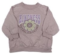 Fialovorůžové triko s květy a nápisem Next