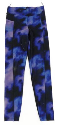 Fialovo-černé vzorované sportovní legíny C&A