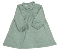 Khakišedé šaty s kytičkami a límečkem Tu