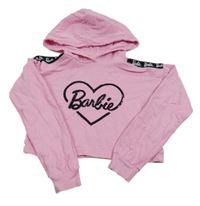 Světlerůžová crop mikina s Barbie s kapucí 