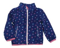 Tmavomodrá fleecová propínací mikina se srdíčky Impidimpi