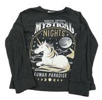 Tmavošedé triko s jednorožcem C&A