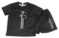 2set - Černé sportovní tričko + kraťasy s logem Calvin Klein 