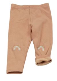 Broskvové zateplené legíny s duhami George