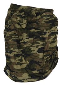 Béžovo-hnědo-černá army šusťáková nařasená sukně Shein