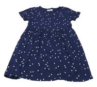 Tmavomodré puntíkované bavlněné šaty Sinsay 