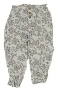 Bílé kytičkované harémové kalhoty Primark 