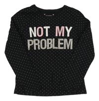 Černé triko s hvězdičkami a nápisem Primark