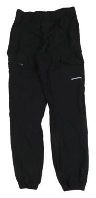 Černé šusťákové cargo cuff kalhoty Primark