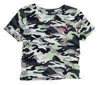 Army crop tričko s nápisy a šněrováním New Look