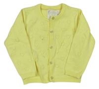 Žlutý propínací svetr s perforovanými srdíčky PRIMARK