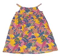 Pudrovo-růžovo-žluté letní šaty s lístečky Next