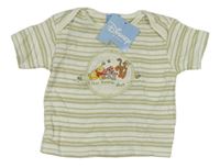 Smetanovo-pískové pruhované tričko s Pú a Tygříkem Disney