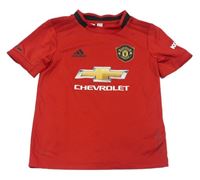 Červený vzorovaný funkční fotbalový dres Manchester United a číslem Adidas