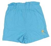 Azurové paper bag kraťasy se zlatým sluníčkem 