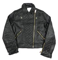 Černý koženkový podzimní crop křivák s prošíváním RIVER ISLAND