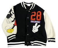 Černo-smetanová baseballová mikina s Mickey a pruhy ZARA