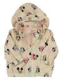 Vanilková šusťáková podzimní bunda s Minnie a odepínací kapucí H&M