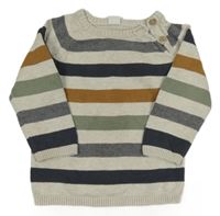 Světlešedo-pruhovaný melírovaný svetr H&M