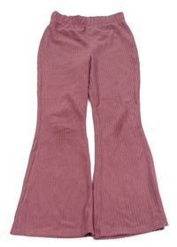 Starorůžové žebrované flare sametové kalhoty PRIMARK