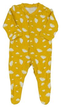 Hořčicový overal s obláčky