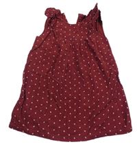 Mahagonové manšestrové šaty s kytičkami a volánky H&M