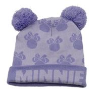Světlefialovo-fialová čepice s Minnie a bambulemi Disney