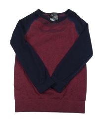 Vínovo-tmavomodré melírované thermo triko se vzorem lupilu