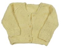 Žlutý žinylkový propínací svetr 