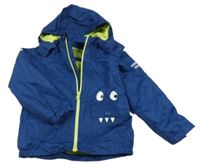 Tmavomodrá šusťáková jarní bunda s příšerkou a odepínací kapucí POCOPIANO