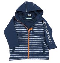 Tmavomodro-bílá pruhovaná kostkovaná softshellová bunda s kapucí Topolino