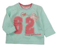 Mátová mikina s číslem a motýlky Ergee