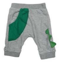 Šedo-bílo-tmavozelené pruhované melírované turecké tepláky s ostny 