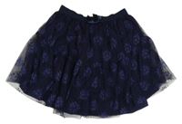 Tmavomodrá tylová sukně s vločkami a mašlí M&S