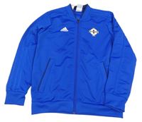 Safírová propínací sportovní fotbalová mikina se znakem Adidas