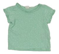 Mentolové puntíkaté tričko s kanýrky H&M