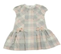 Světlešedo/růžovo-smetanové kostkovano/kárované šaty s mašlemi Mayoral