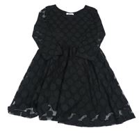 Černé puntíkaté krajkové šaty H&M