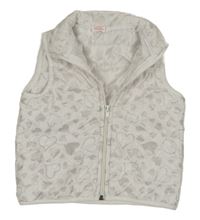 Bílá prošívaná šusťáková zateplená vesta se srdíčky 