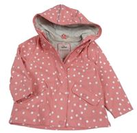 Růžovo-bílá puntíkatá nepromokavá jarní bunda s kapucí Topomini