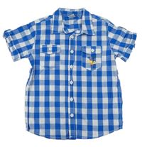 Cobaltově modro-bílá kostkovaná košile se žralokem a nášivkou Kiki&Koko