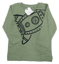 Nové - khaki melírované triko s raketou Next