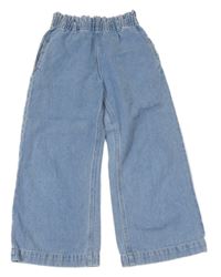 Modré šisované wide leg paper bag crop rifle H&M