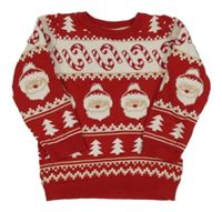 Červeno-smetanový vánoční svetr se Santy so cute