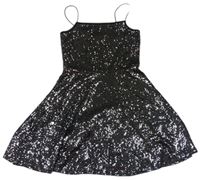 Černo-stříbrné třpytivé šaty New Look